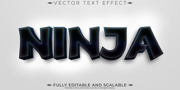 Effet de texte Ninja, style de police personnalisable, samurai et lame modifiables