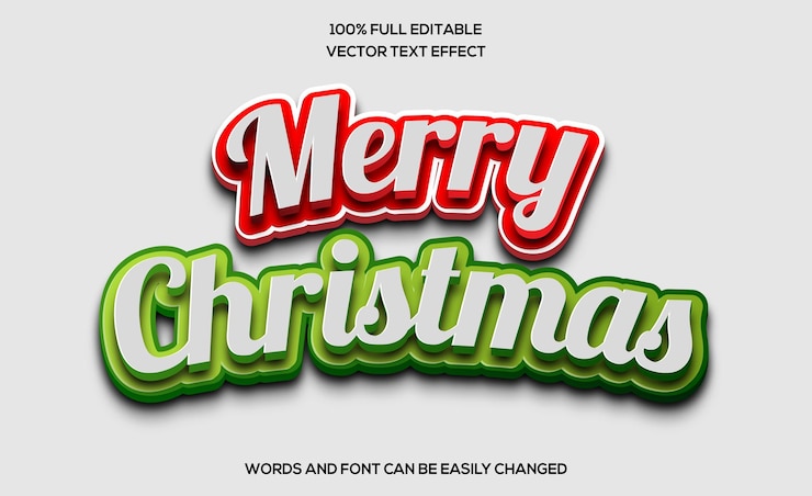 Vecteur effet de texte de noël