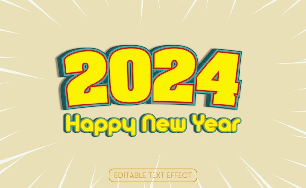 Effet de texte de la nouvelle année entièrement modifiable