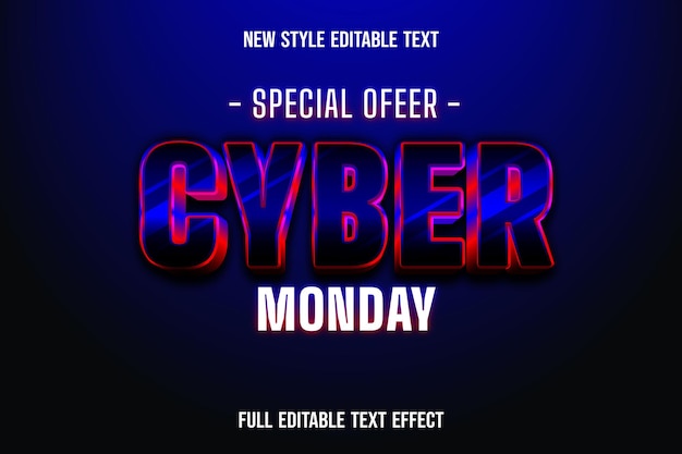 Effet De Texte Offre Spéciale 3d Cyber Lundi Couleur Noir Et Rouge Noir