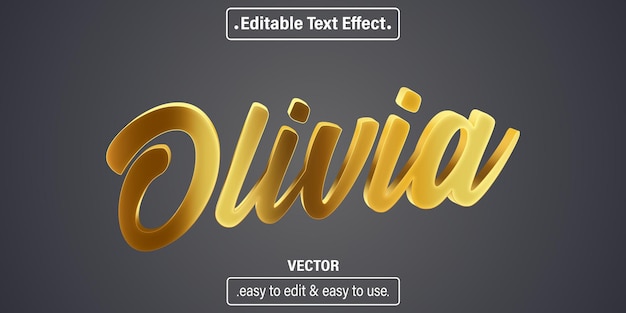 Vecteur effet de texte olivia, style de texte modifiable