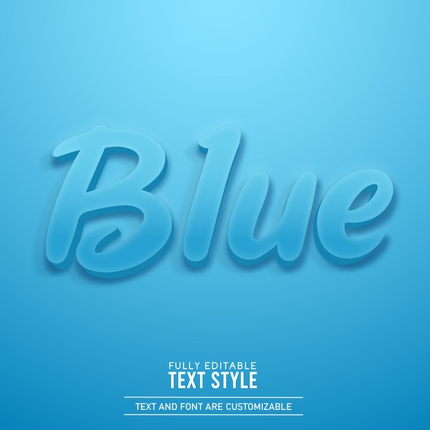 Effet de texte d'ombre réaliste simple minimaliste bleu