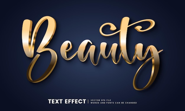 Vecteur effet de texte or beauté 3d modifiable. style de police fantaisie parfait pour le logotype, le titre ou le texte d'en-tête.