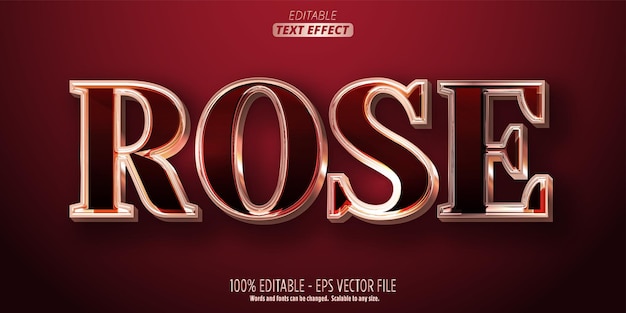 Effet de texte en or rose, luxe modifiable et style de texte brillant