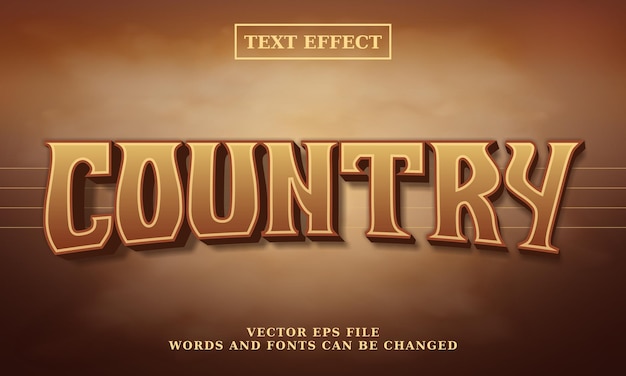 Effet de texte pays 3D modifiable Style de police occidentale classique