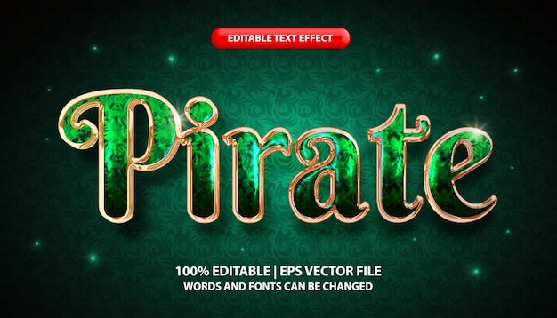 Un effet de texte pirate vert et or avec un fond vert.