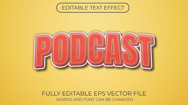 Vecteur effet de texte de podcast