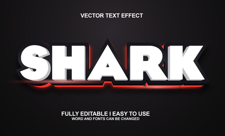 Vecteur effet de texte de police modifiable de requin