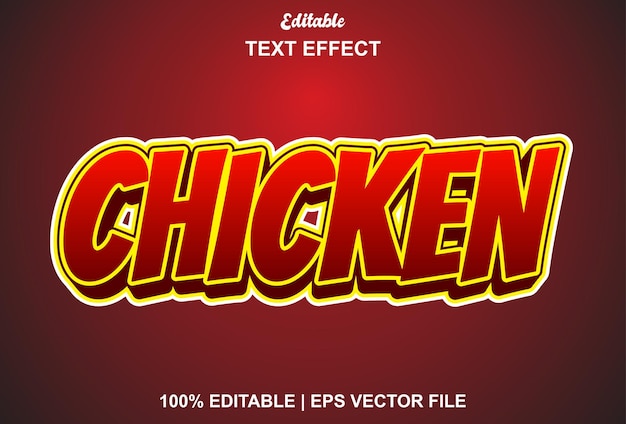 Effet De Texte De Poulet Avec Une Couleur Rouge Pour Le Logo