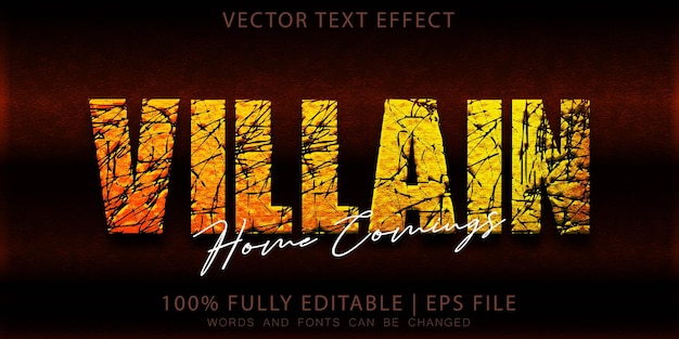 Vecteur effet de texte premium du film villain heroes