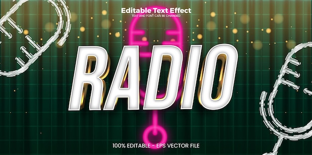 Vecteur effet de texte radio modifiable dans un style tendance moderne