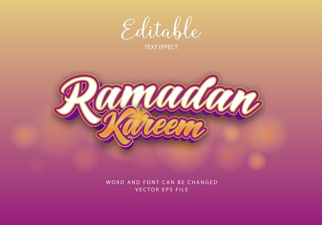 Effet de texte Ramadan Kareem avec de belles couleurs que vous pouvez modifier à nouveau