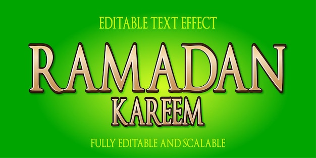 Effet de texte ramadan kareem avec des lettres d'or 3d réalistes