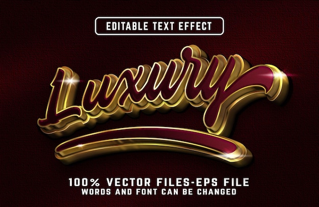 Effet de texte réaliste 3d de luxe avec des vecteurs premium de style doré