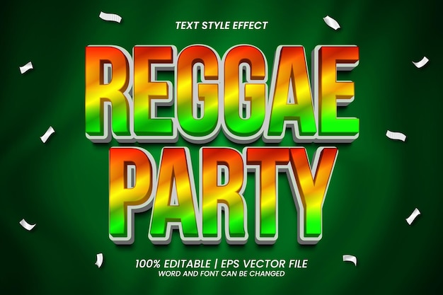 Vecteur effet de texte reggae party style 3d modifiable