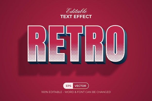 Vecteur effet de texte rétro style demi-teinte effet de texte modifiable couleur de l'année