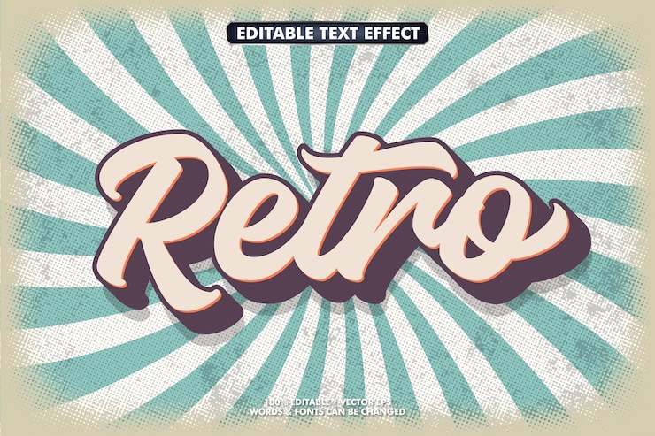 Vecteur effet de texte rétro vintage élégant avec fond grunge