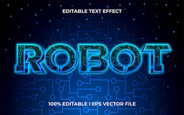 effet de texte robot 3d avec thème cyber. modèle de typographie bleue pour titre moderne