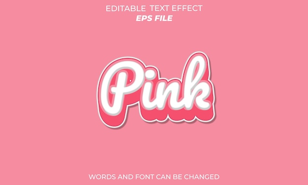 Vecteur effet de texte rose police typographie modifiable texte 3d