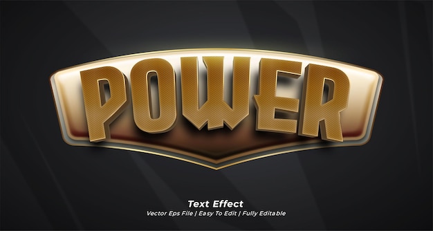 Vecteur effet de texte de signe de puissance style de texte 3d modifiable