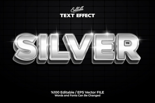 Effet de texte 'Silver' modifiable sur fond noir