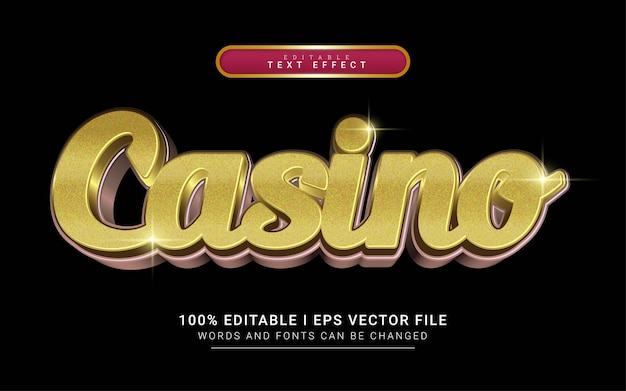 Effet De Texte De Style 3d De Casino D'or De Luxe