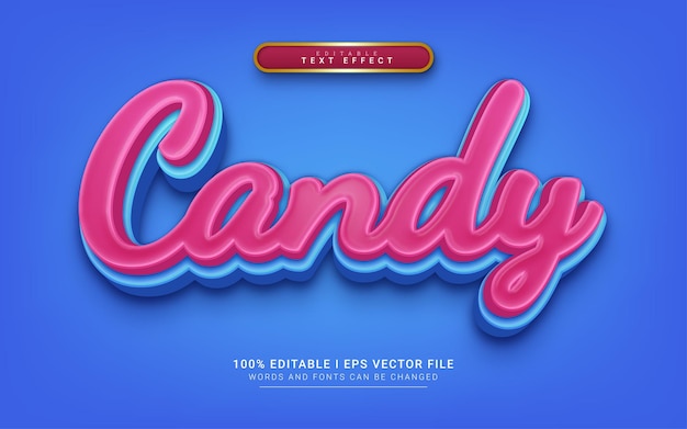 Effet de texte de style 3d de dessin animé de bonbons