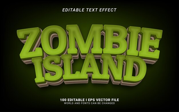 Vecteur effet de texte de style 3d de l'île zombie