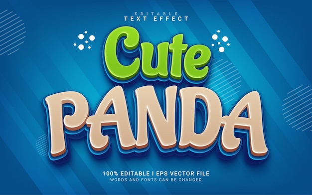 Effet de texte de style dessin animé panda mignon