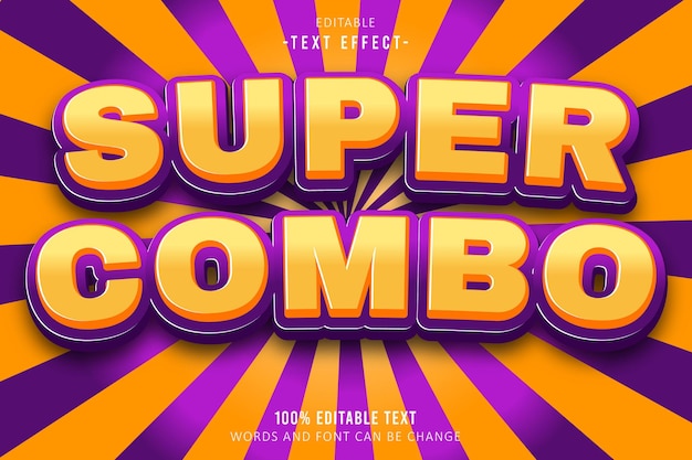 Effet de texte super combo modifiable en relief 3D dans le style de dessin animé