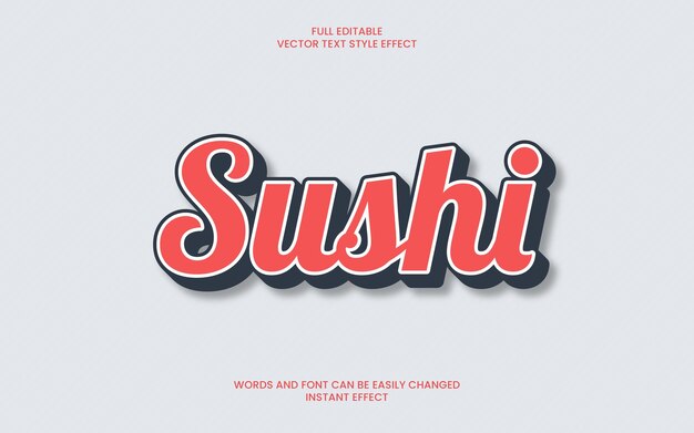 Vecteur effet de texte sushi