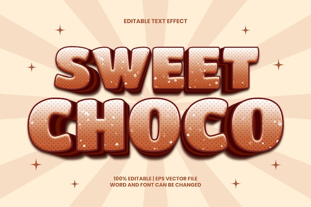 Effet De Texte Sweet Choco Style De Dessin Animé 3d Modifiable