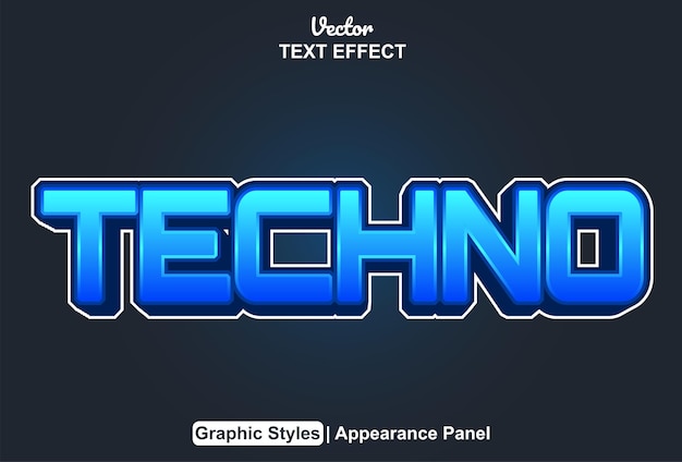 Effet de texte techno avec style graphique de couleur bleue modifiable