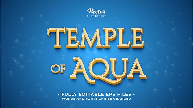 Vecteur effet de texte temple of aqua modifiable eps cc