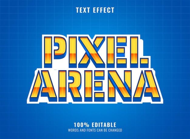 Effet De Texte De Titre De Logo De Jeu Rétro 3d D'arène De Pixel Jaune