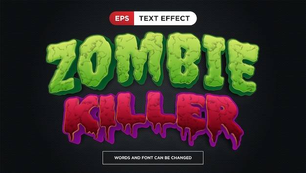 Vecteur effet de texte de tueur de zombies style de texte de titre halloween modifiable