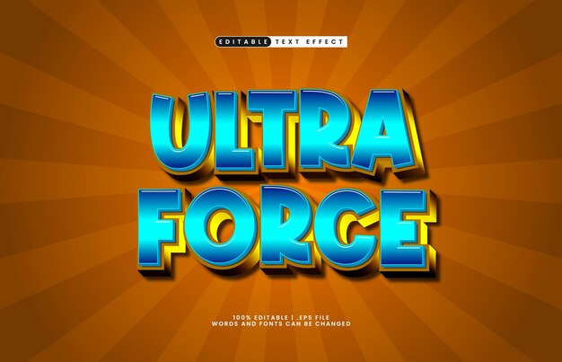 effet de texte ultra force modifiable avec un héros et un super effet de texte