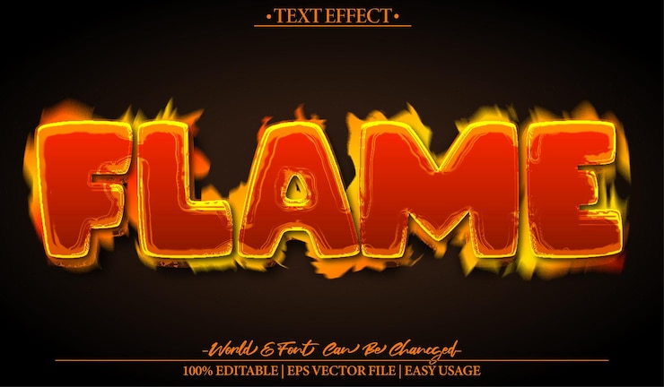 Vecteur effet de texte vecteur de flamme alphabet modifiable feu brûler chaud chaleur danger