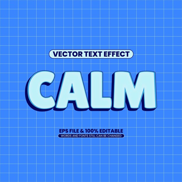 Vecteur effet de texte vecteur premium 3d bleu calme