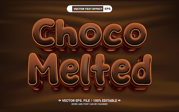 Effet de texte vectoriel 3D éditable fondu au chocolat