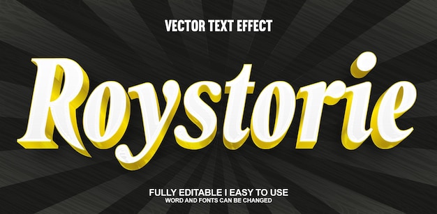 Effet de texte vectoriel 3D entièrement modifiable de Roystorie