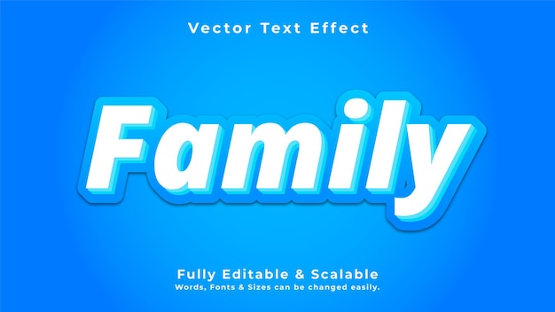 Vecteur effet de texte vectoriel 3d familial entièrement modifiable