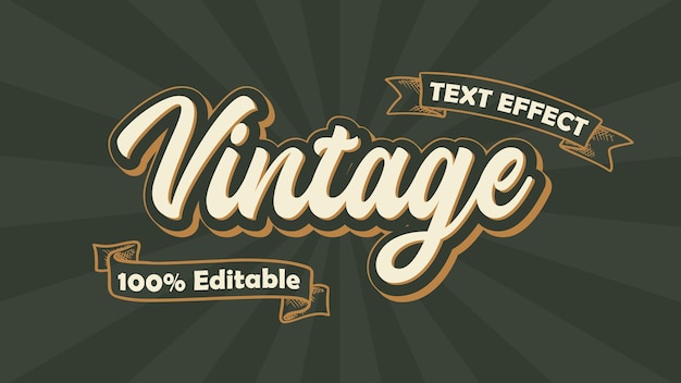 Effet De Texte Vectoriel 3d En Vert Brun Vintage