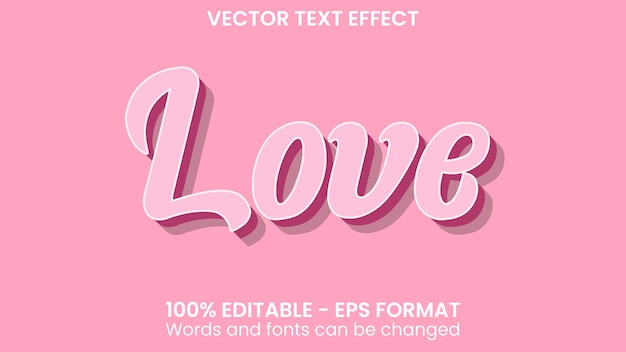 Effet de texte vectoriel amour rose