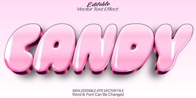 Effet de texte vectoriel de bonbons Alphabet éditable Lollipop rose délicieux sucré délicieux