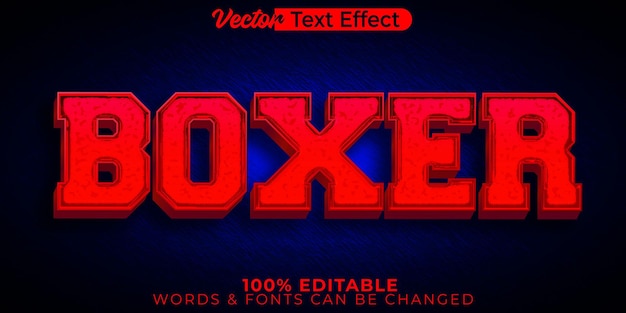 Effet de texte vectoriel de boxeur Alphabet de boxe combattant de combat Spor