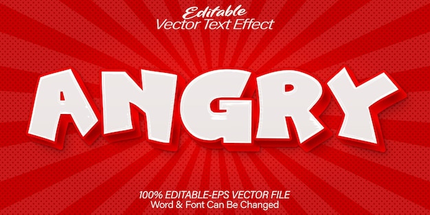Effet de texte vectoriel en colère Éditable Alphabet Red Emoji de dessin animé