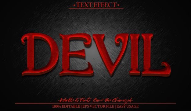 L'effet de texte vectoriel du diable éditable Alphabet démon d'horreur effrayant noir rouge
