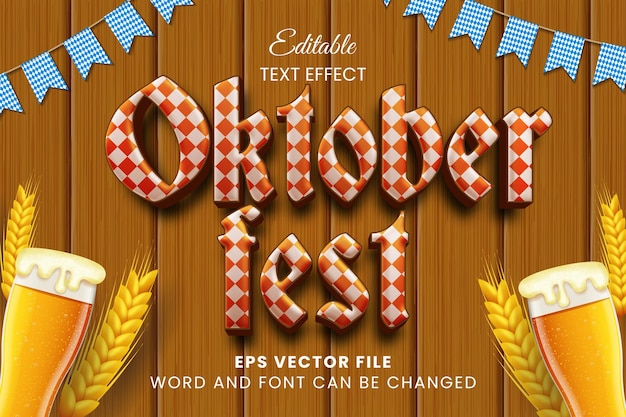 Vecteur effet de texte vectoriel du festival de la bière de l'oktoberfest