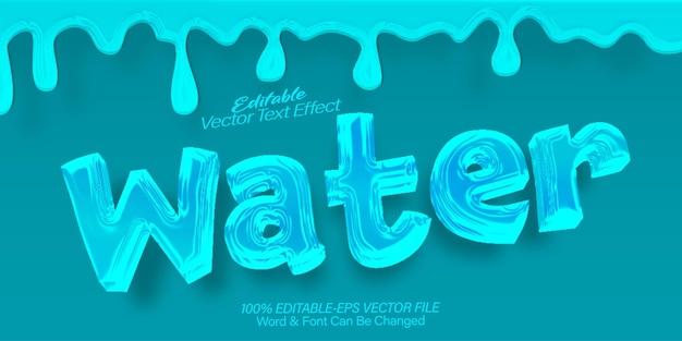 Effet de texte vectoriel d'eau éditable Alphabet bleu océan mer
